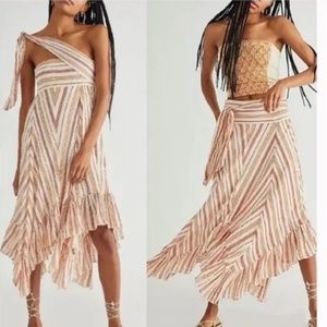 FP One Giselle Striped Convertible Maxi Skirt /Strapless Dress SMALL Ivory